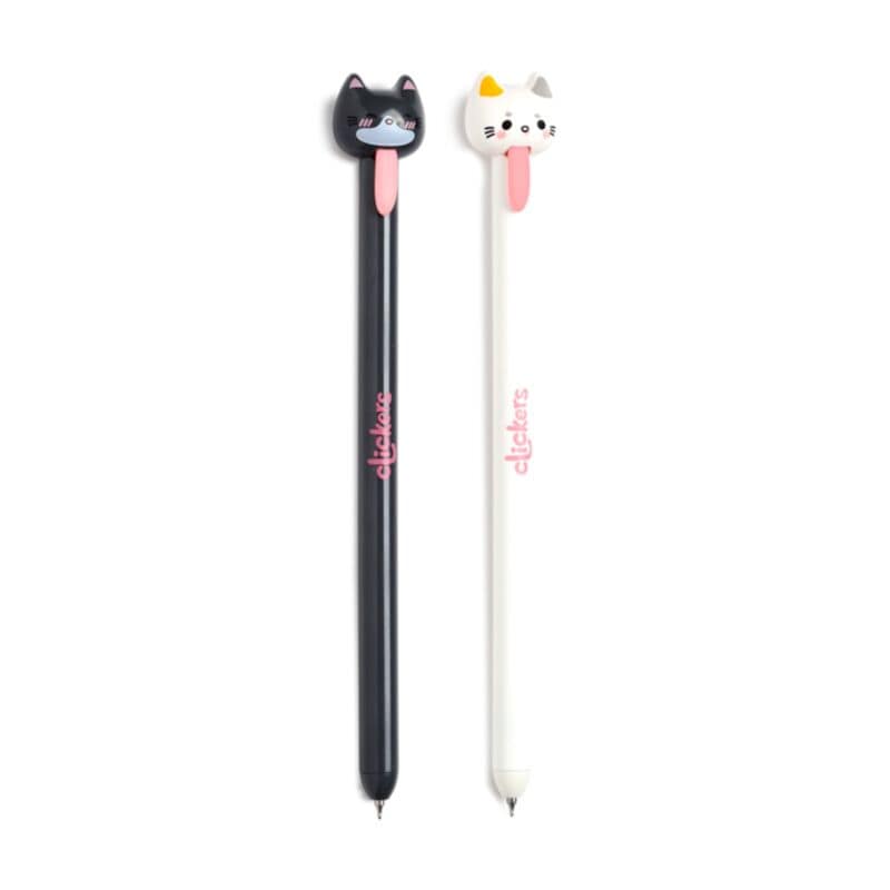 Adoramals Cats cLickers Black Ink Ballpoint Pen - White or Black Cat