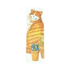 Alex Clark Cat & Pot magnetic bookmark featuring a handsome ginger tabby cat sitting beside colourful potted plants and blue flowers in a charming watercolour illustration.
