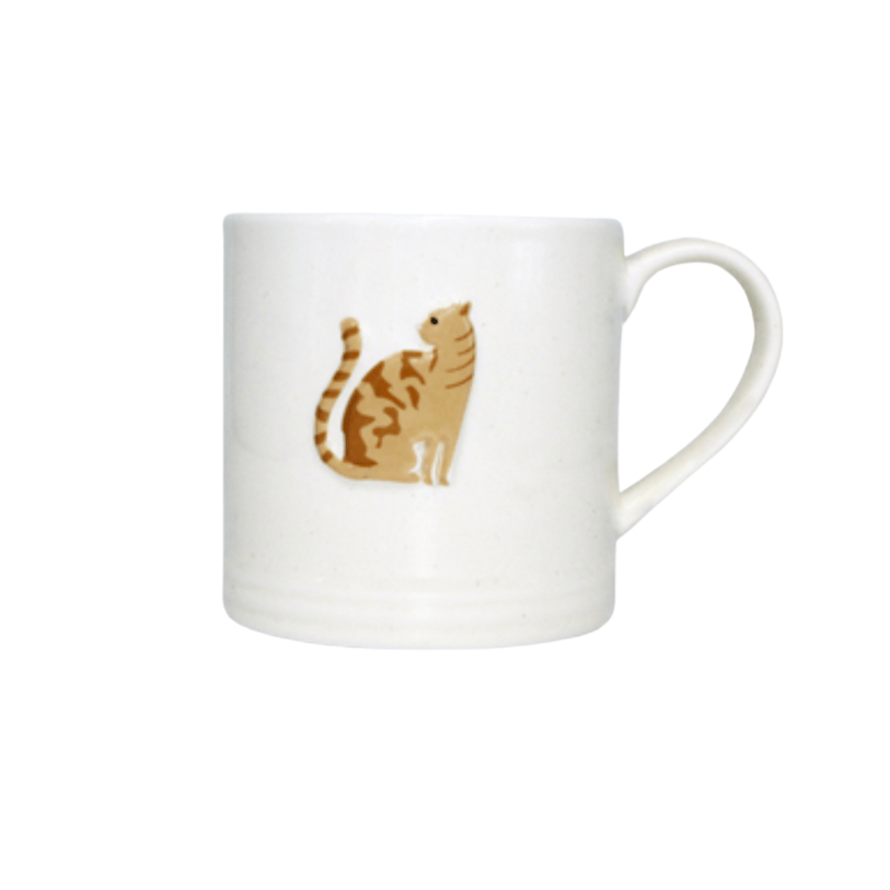 Bailey & Friends cream 250ml mug with raised ginger tabby cat design on one side