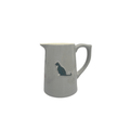 Bailey & Friends small grey jug with raised black and white tuxedo cat design on one side