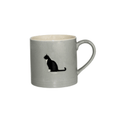 Bailey & Friends grey 250ml mug with raised black and white tuxedo cat design on the front