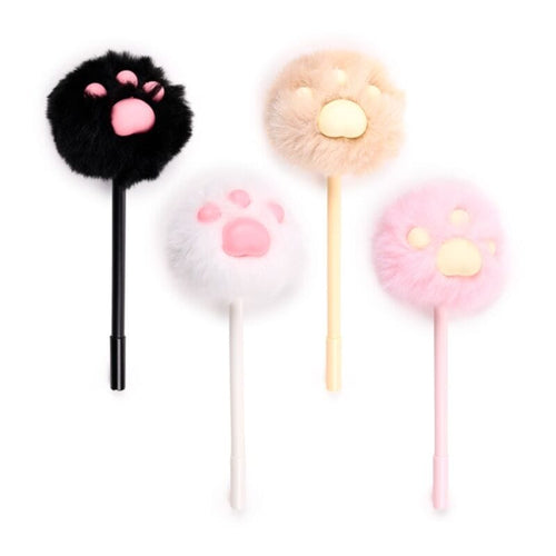 Beans & Co Fluffy Cat Paw Pom Pom Fine Tip Pens in all four colour options