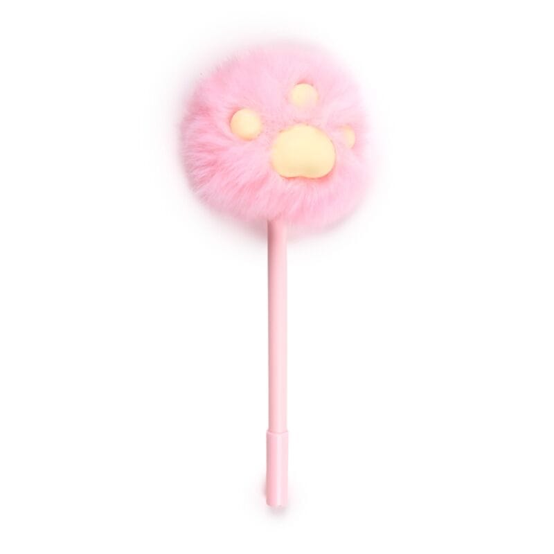 Pink Beans & Co Fluffy Cat Paw Pom Pom Fine Tip Pen