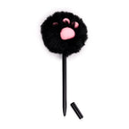 Black Beans & Co Fluffy Cat Paw Pom Pom Fine Tip Pen with cap open