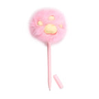 Pink Beans & Co Fluffy Cat Paw Pom Pom Fine Tip Pen with cap open