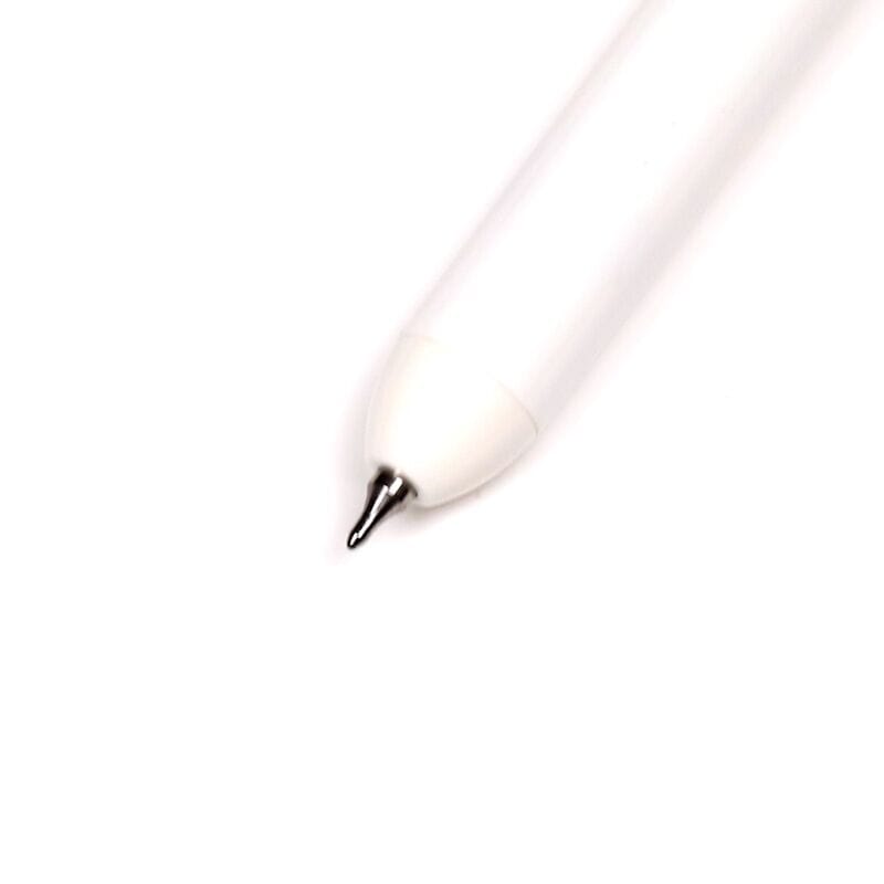 Nib of White Beans & Co Cats cLickers black ink ballpoint pen with cat topper