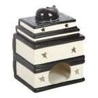 Black Cat Book Stack Oil Burner & Wax Melt Burner – Cat Lover Gift