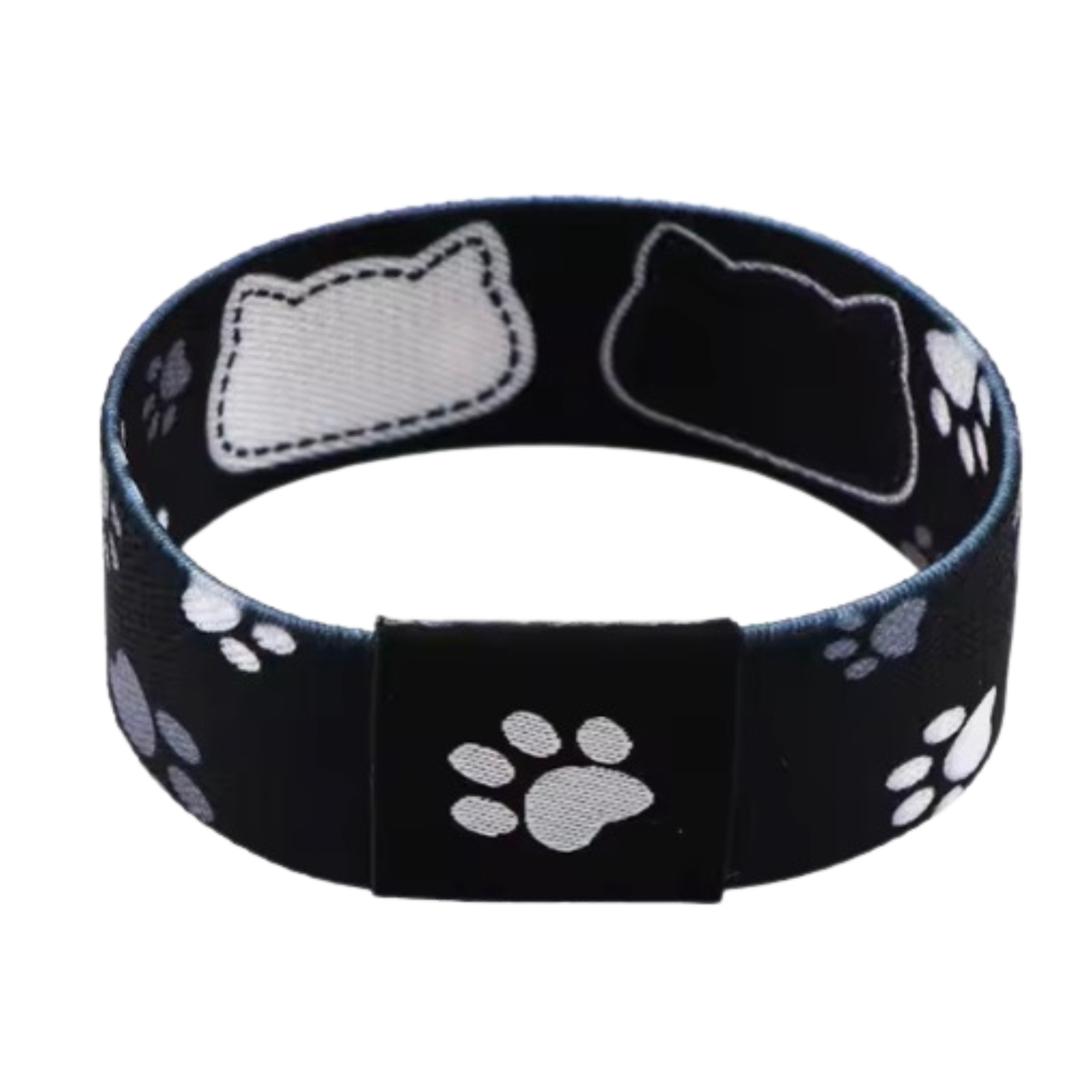 Black & White Cats Reversible Stretchy Wristband Bracelet Fun Cat Lover Accessory
