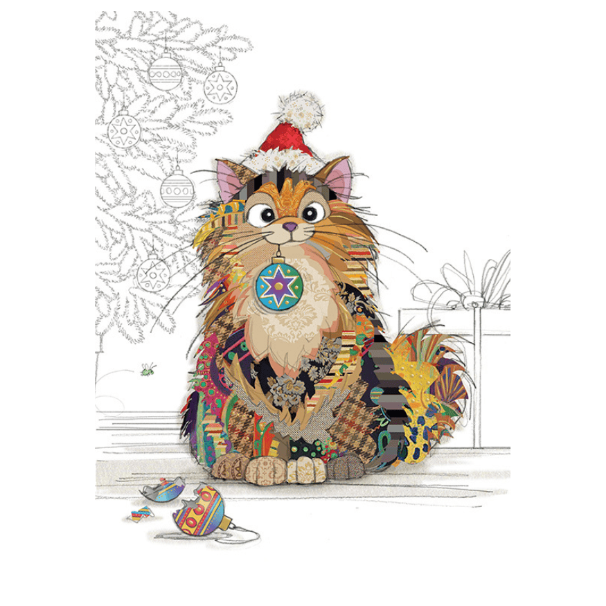 Christmas Cards Bug Art Christmas Card - Cat Baubles (Single)