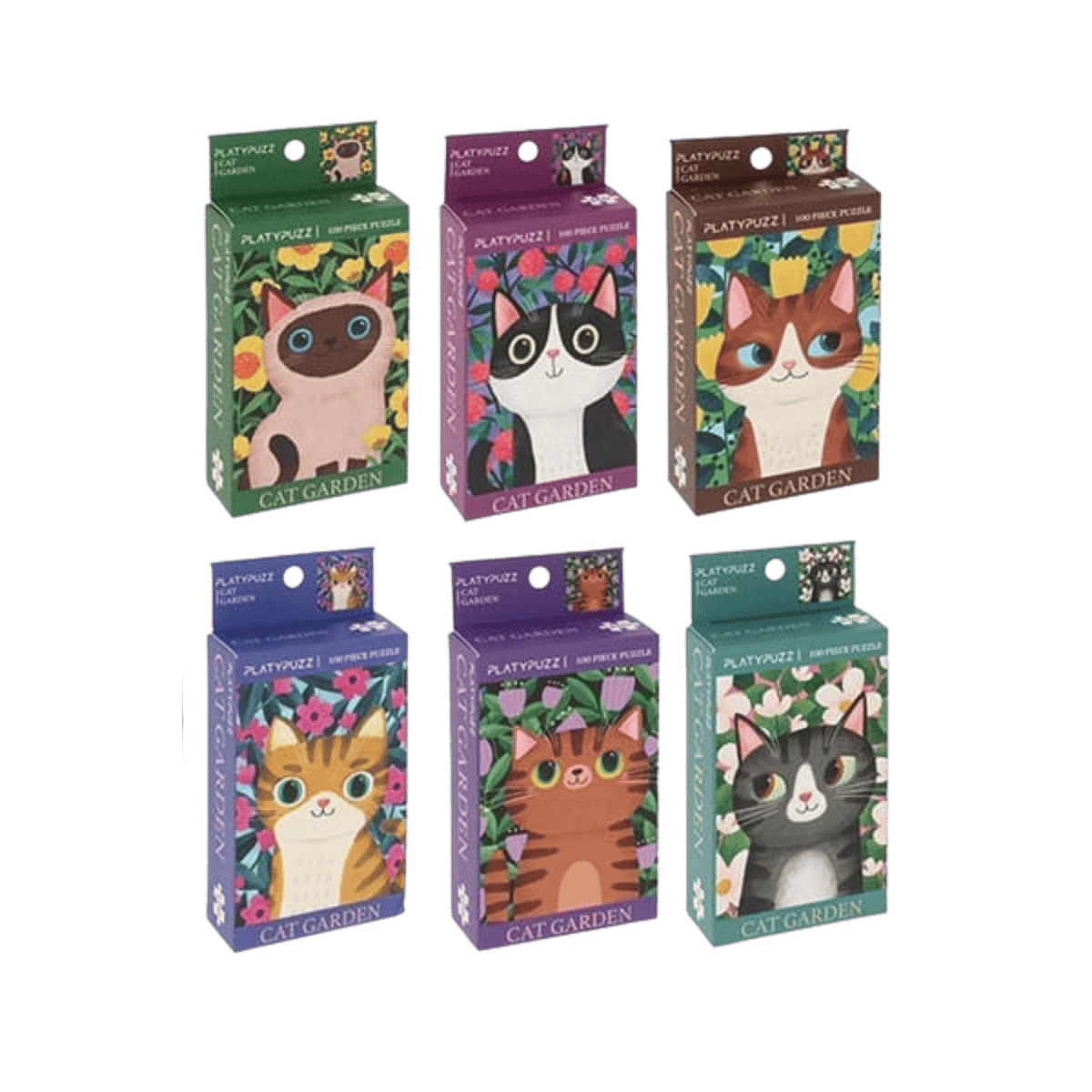 Cat Garden Dinky 100 Piece Jigsaw Puzzle – 6 Adorable Cat Designs