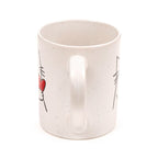 Rear view of speckled Cat with Heart stoneware mug