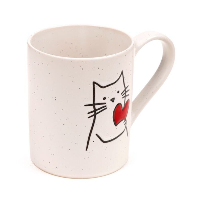 Side view of large speckled stoneware mug with comfortable handle
