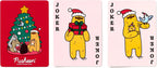 Christmas Pusheen card back design with festive Joker cards