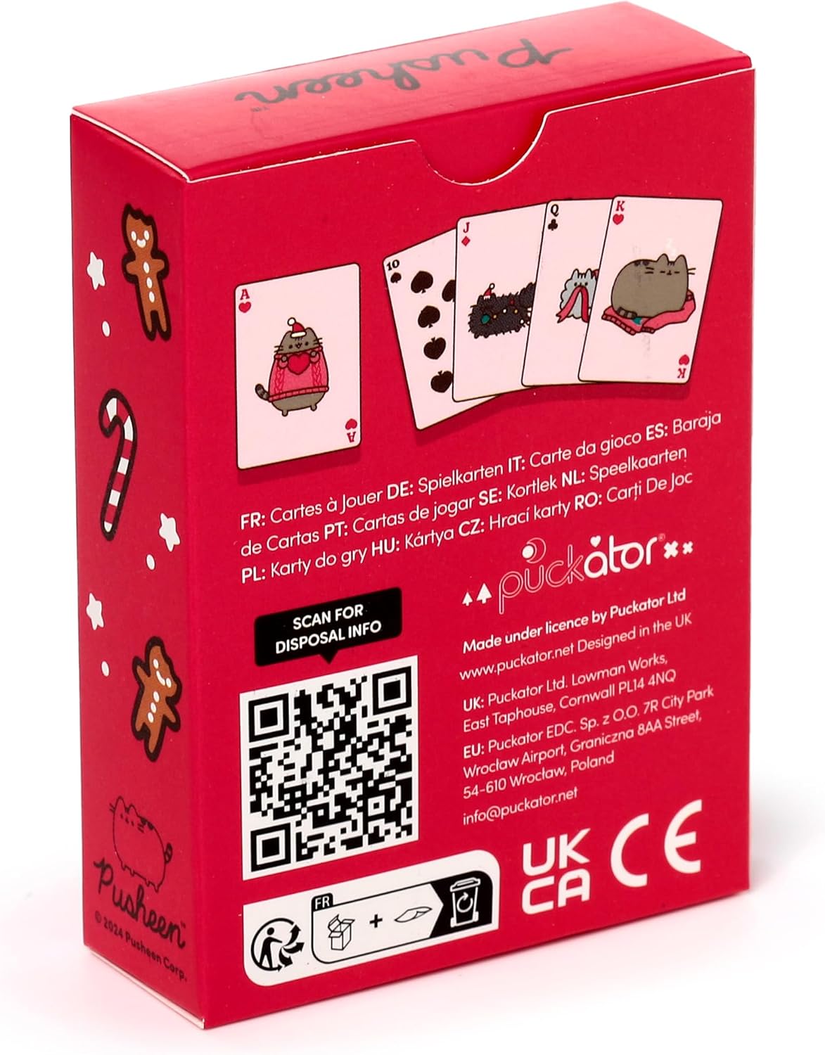 Reverse of Christmas Pusheen playing cards box