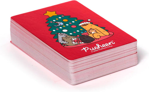 Complete Christmas Pusheen playing card deck showing festive card backs
\