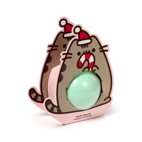 Peppermint Candy green Christmas Pusheen bath bomb. 