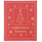 Red Shudehill Christmas Treasures presentation box decorated with gold Christmas tree, stars and snowflakes