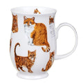 Dunoon Cats Ginger Tabby Suffolk Fine Bone China mug featuring detailed ginger, tabby and ginger-and-white cats around the elegant white 310ml mug