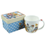 Emma Ball Kittens in Mittens 350ml bone china cat mug with colourful cosy cats, presented in matching gift box