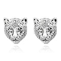 Equilibrium Wild at Heart silver plated snow leopard stud earrings in gift boxed wildlife jewellery design.