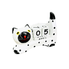 Fair Trade Handmade White Spotty Cat Perpetual Calendar