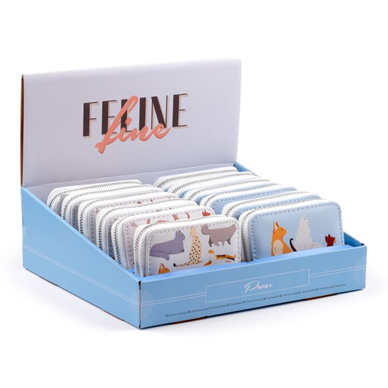 Feline Fine Cats zip around small wallet purse display with both available designs