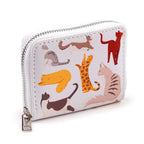 Feline Fine Cats zip around purse on a white background, featuring the multi cat design illustrations