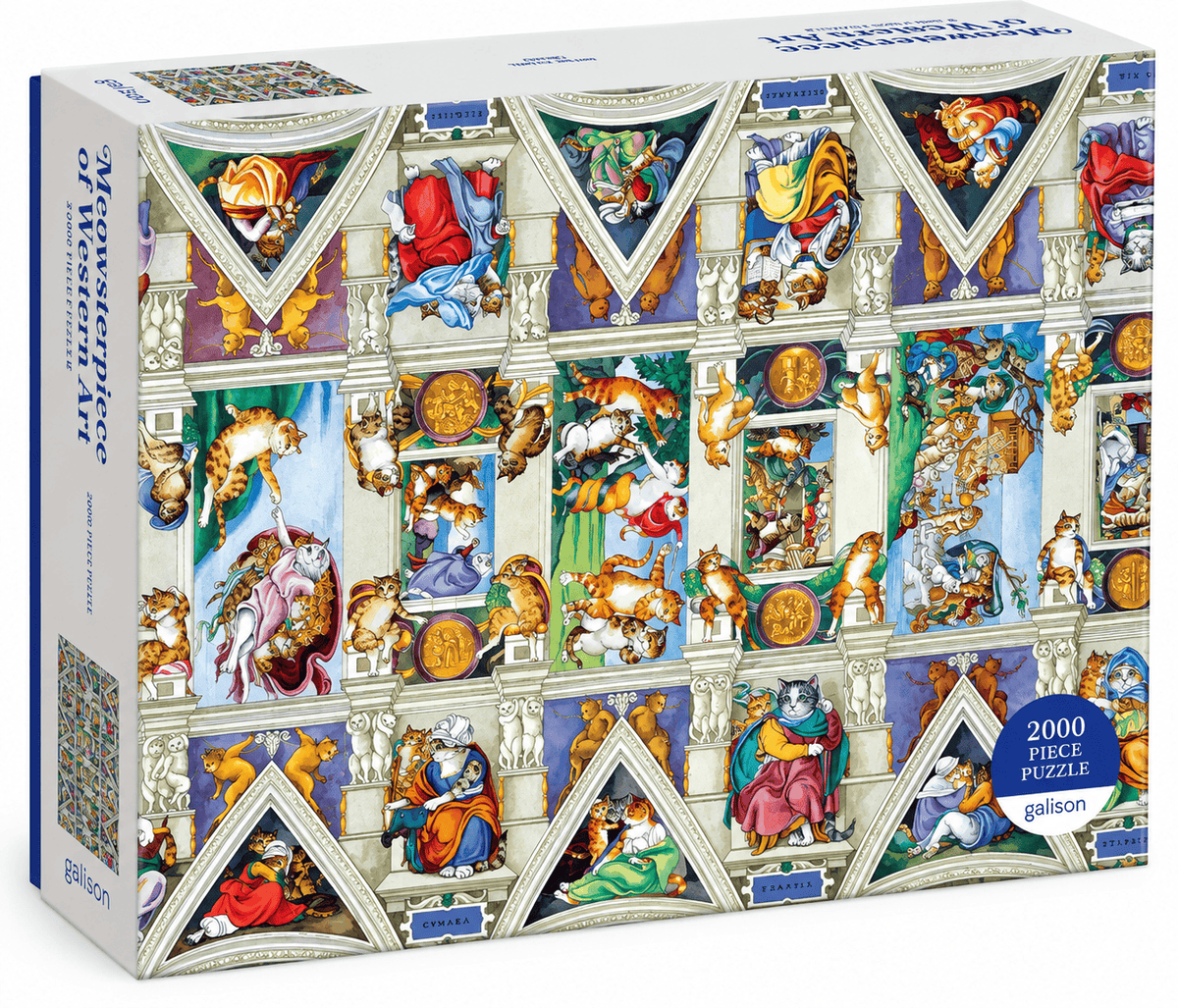 Galison Sistine Chapel Meowsterpiece 2000 piece cat jigsaw puzzle box featuring Susan Herbert artwork