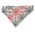 Handmade light cotton over the collar Halloween bandana for cats and dogs featuring bold red and black spider webs with tiny spiders