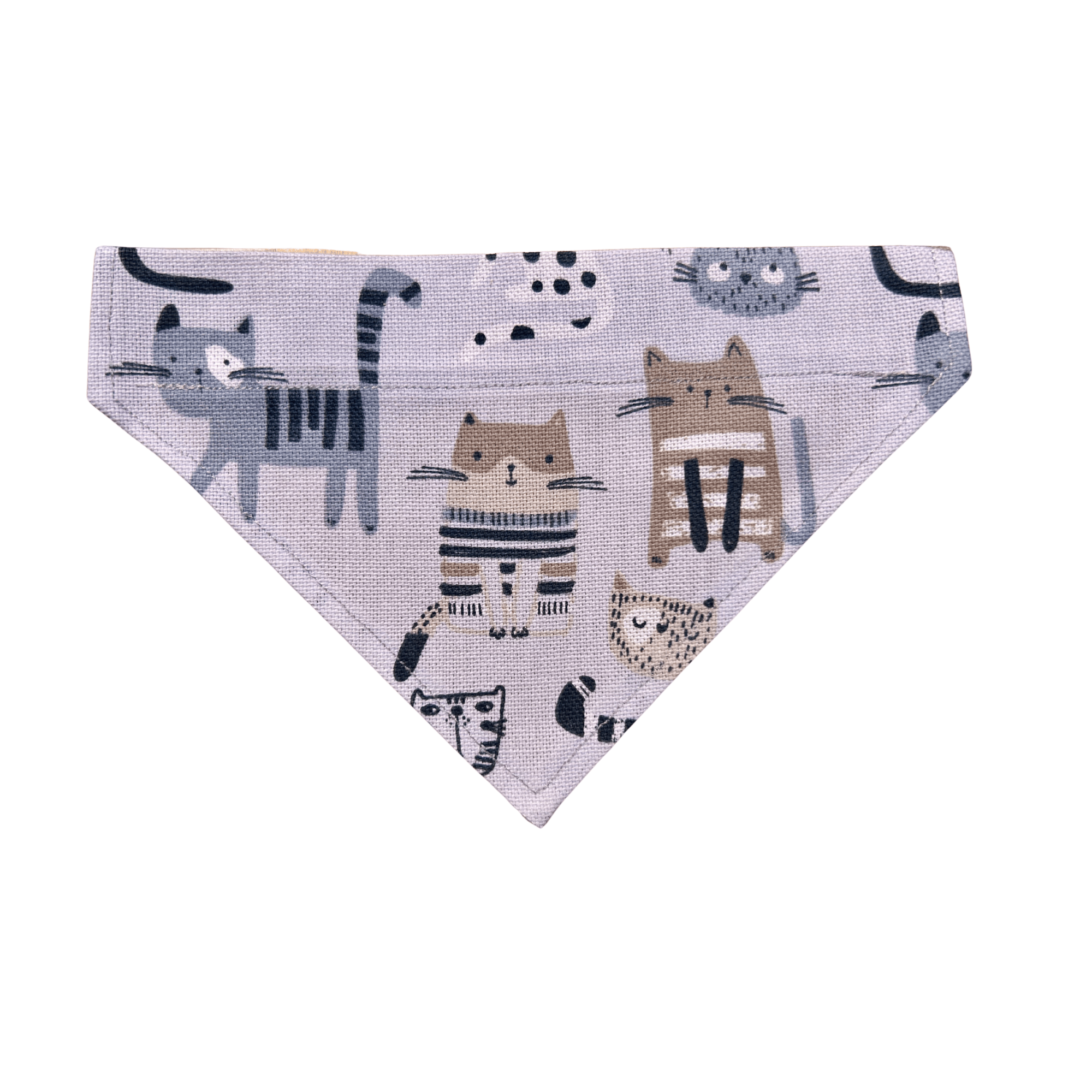 Cat Accessories Handmade Cat & Dog Over the Collar Bandana – Grey Canvas Cats