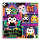 Front of Mudpuppy Haunted House Cats 300-piece glow-in-the-dark puzzle box with colourful Halloween cat illustration