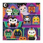Completed Haunted House Cats Halloween jigsaw artwork with vampire, mummy, skeleton, clown and witch cats