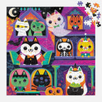 Mudpuppy 300-piece Haunted House Cats puzzle partially completed with colourful loose jigsaw pieces beside the haunted house scene