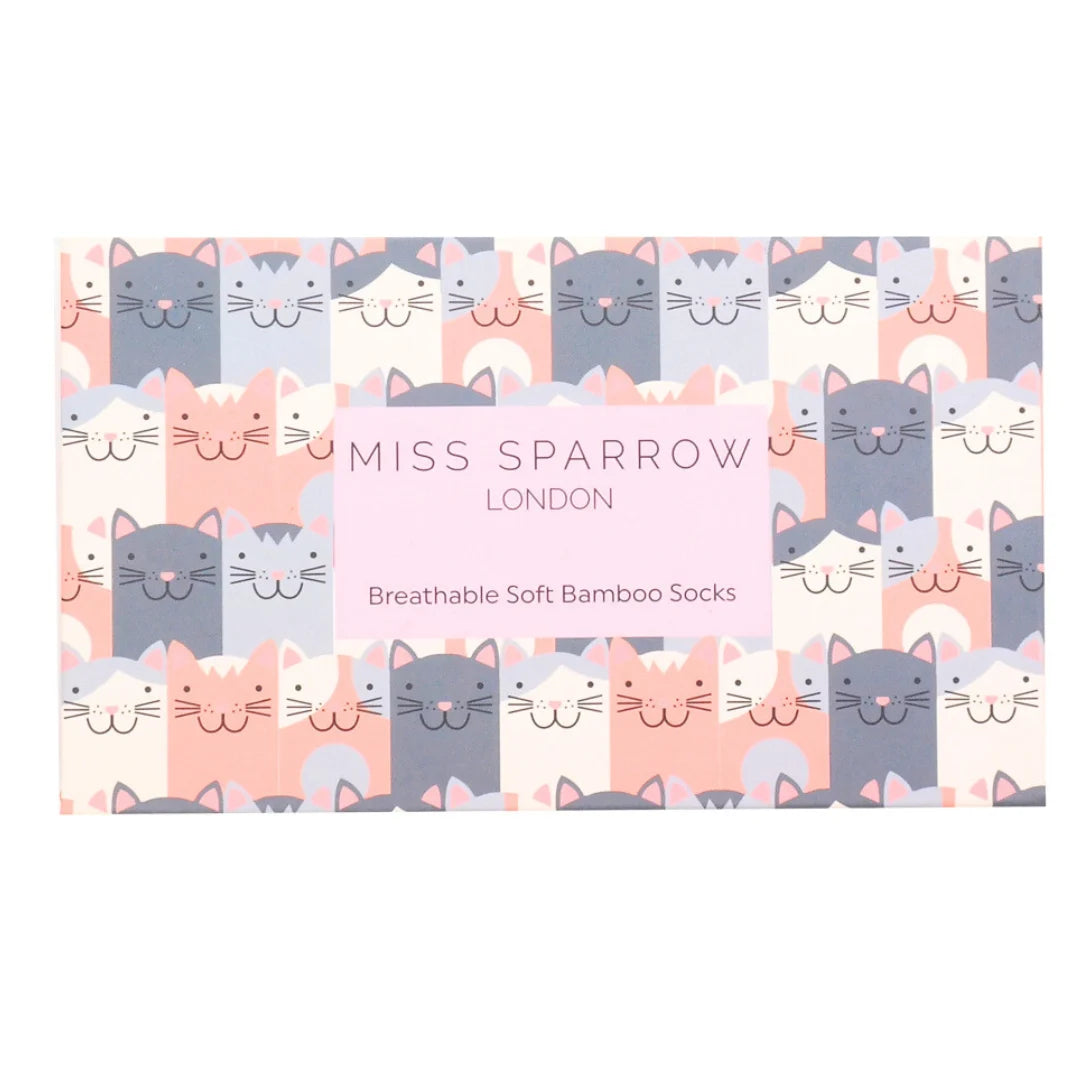 Miss Sparrow Happy Cats Bamboo Socks Gift Box