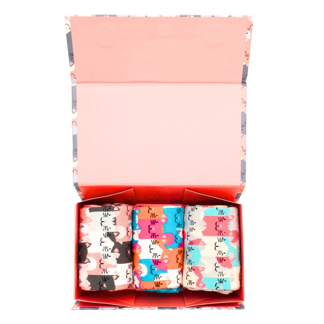Miss Sparrow Happy Cats Bamboo Socks Gift Box