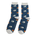 Mr Sparrow Men's Bamboo Cat Socks 'Cat Nap' Navy
