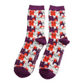 Mr Sparrow Men's Bamboo Socks 'Happy Cats' Purple