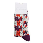 Mr Sparrow Men's Bamboo Socks 'Happy Cats' Purple