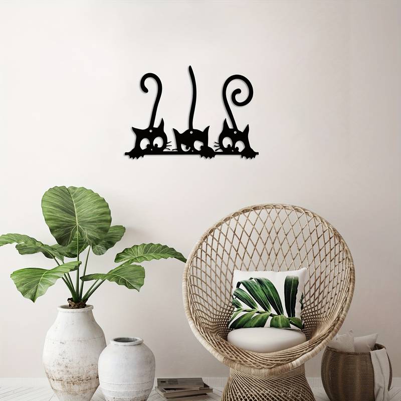 Three Cute Cats Home Decor Metal Wall Art