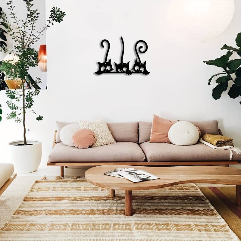 Three Cute Cats Home Decor Metal Wall Art
