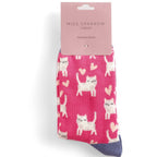 Miss Sparrow Bamboo Cat Socks 'Sleepy Cats' Hot Pink
