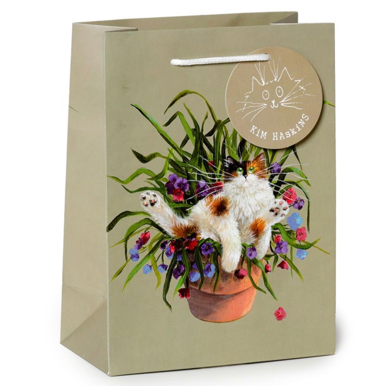 Kim Haskins Floral Cat Gift Bag - Large