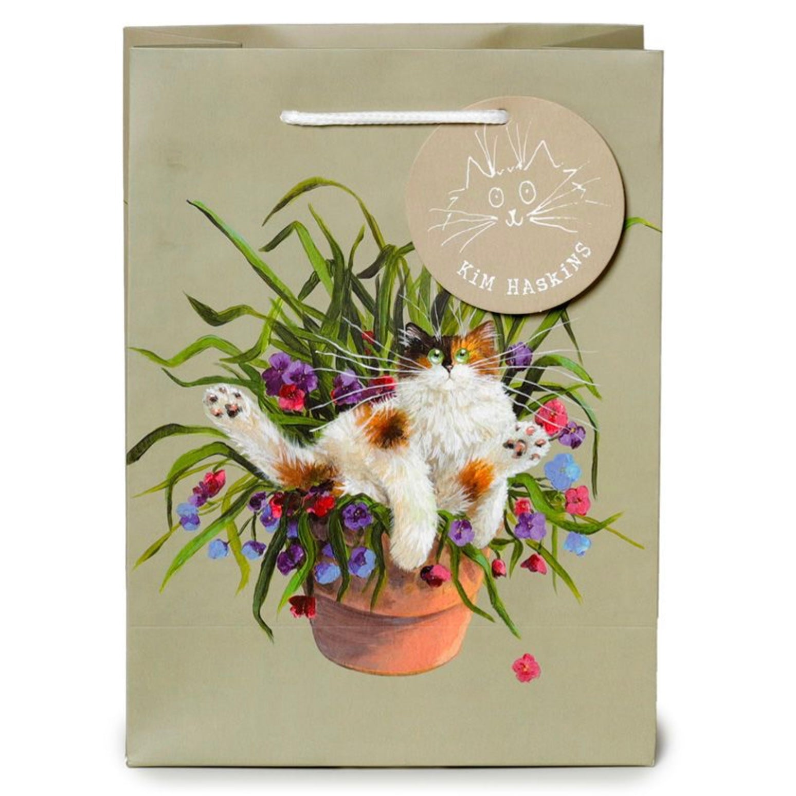 Kim Haskins Floral Cat Gift Bag - Large