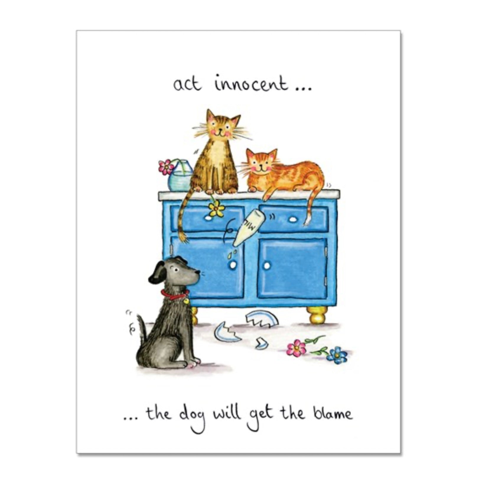 Cockadoodle Cat Greetings Card - Dog Blame