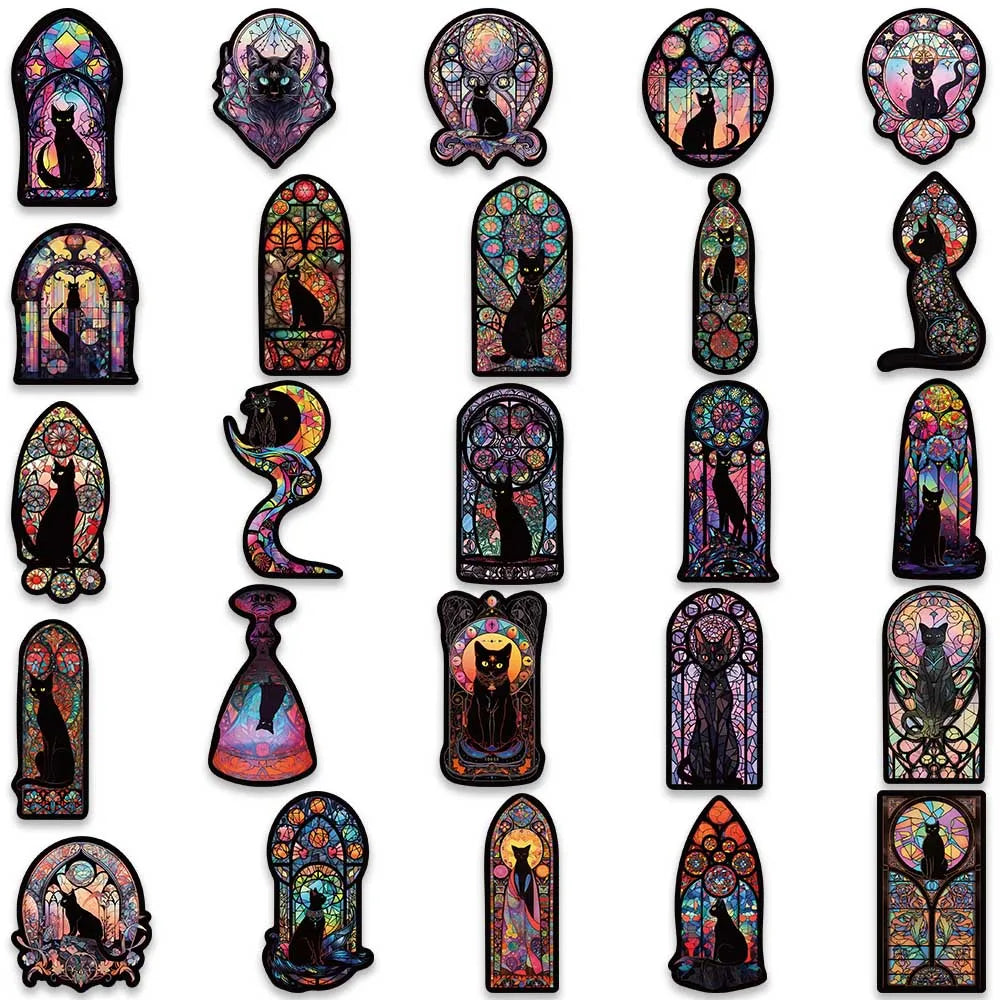 Black Cat Gothic Stickers - Pack 10, Random Mix