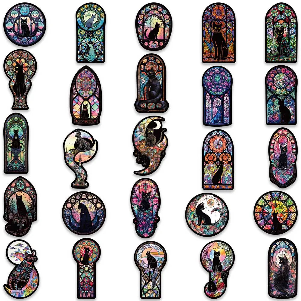 Black Cat Gothic Stickers - Pack 10, Random Mix