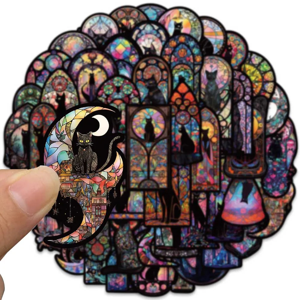 Black Cat Gothic Stickers - Pack 10, Random Mix