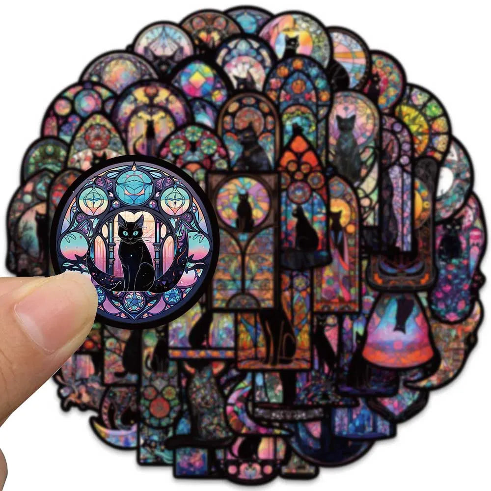 Black Cat Gothic Stickers - Pack 10, Random Mix