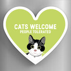 Heart Fridge Magnet Cats Welcome - Green