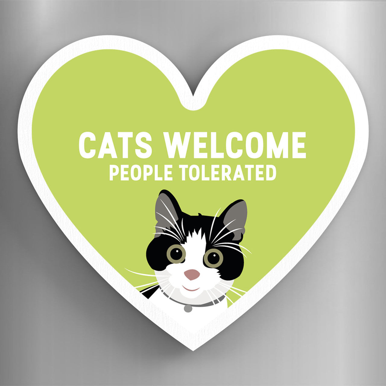 Heart Fridge Magnet Cats Welcome - Green
